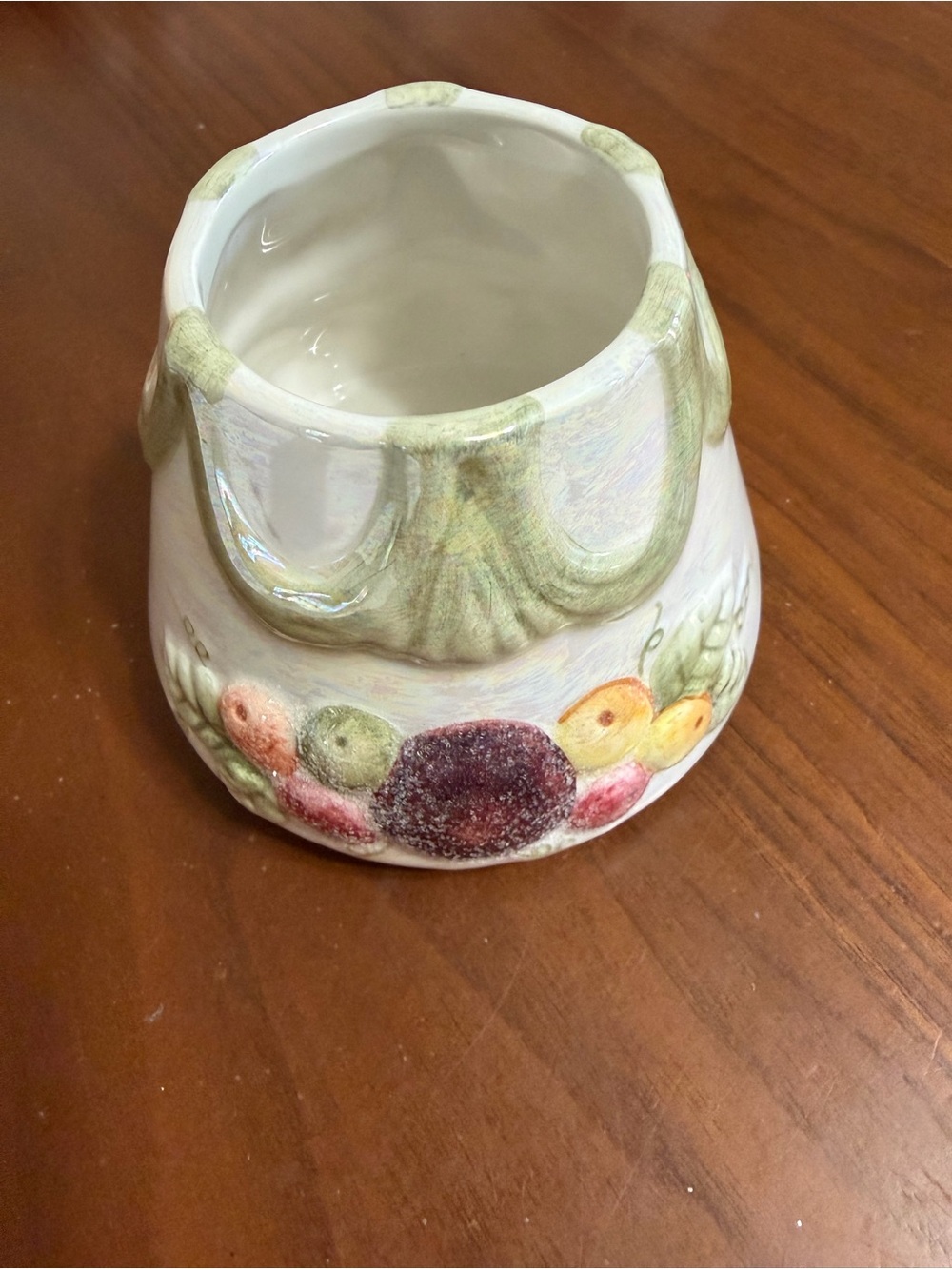 Ceramic Fruit Motif Table candle shade in Cream and Green